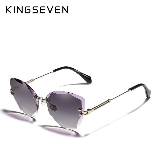 Kingseven Rimless Cat Eye Sunglasses Women Gradient N801 Sunglasses KingSeven Black Gradient  