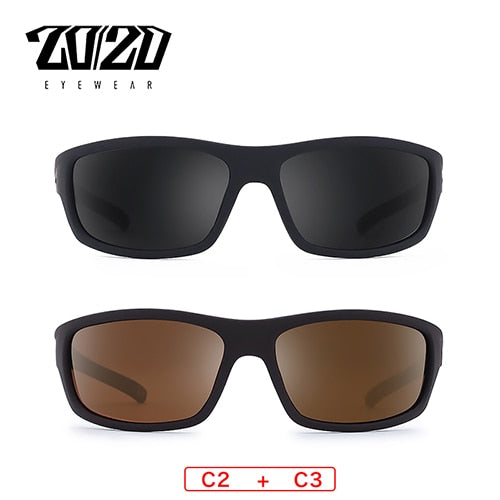 20/20 Polarized Sunglasses Men Square Sunglasses 20/20 C2-C3  