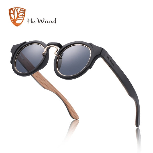 Hu Wood Unisex Round Steampunk Sunglasses Brand Designer Frame Gr8046 Sunglasses Hu Wood C1  