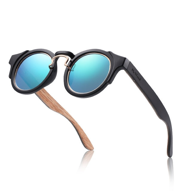 Hu Wood Unisex Round Steampunk Sunglasses Brand Designer Frame Gr8046 Sunglasses Hu Wood C4  