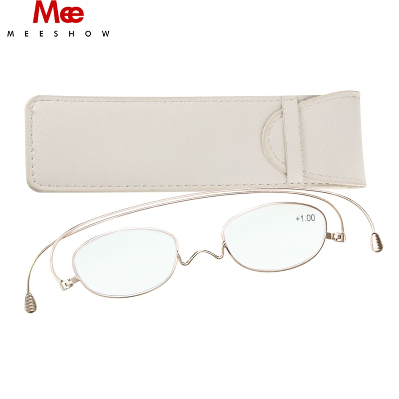 Meeshow Unisex Full Rim Oval Titanium Reading Glasses 0390 Reading Glasses Meeshow   