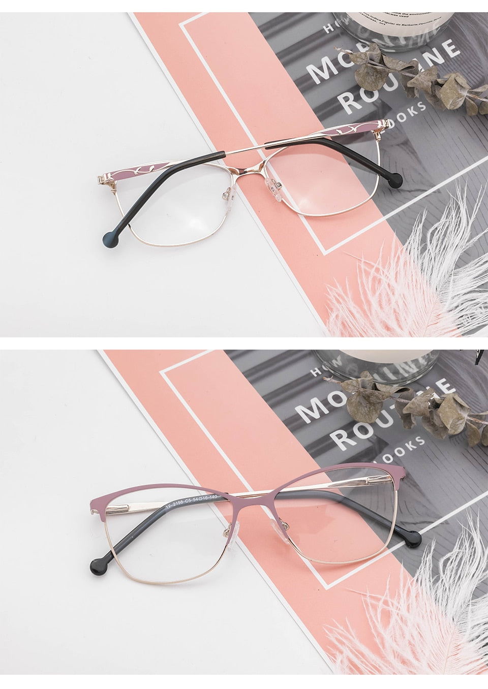 Metal Women Glasses Frames Glasses Frame Pink Eyeglasses Tf2198C5 Frame Kansept   