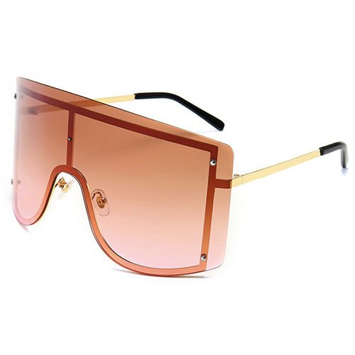 Shauna Ins Popular Oversize One Piece Rimless Sunglasses Women Windproof Sh94300 Sunglasses Shauna Tea Pink  