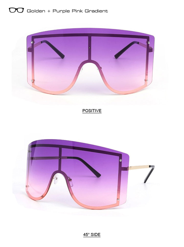 Shauna Ins Popular Oversize One Piece Rimless Sunglasses Women Windproof Sh94300 Sunglasses Shauna   