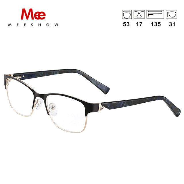 Meeshow Women's Eyeglasses Titanium Alloy Dennmark Glasses 809 Frame MeeShow Black  