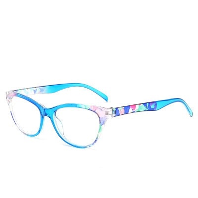 Lonsy Women's Full Rim Cat Eye Tr 90 Reading Glasses W596 Reading Glasses Lonsy +100 Blue 