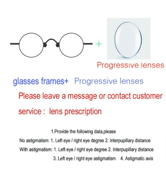 Women's Handcrafted Round Various Diameter Frame Customizable Lenses Frame Yujo Progressive Clear China 