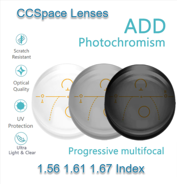 CCSpace Progressive Photochromic Gray Anti Blue Light Lenses Lenses CCSpace Lenses   
