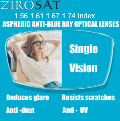 Zirosat Aspheric Anti Blue Light Single Vision Clear Lenses Lenses Zirosat Lenses   